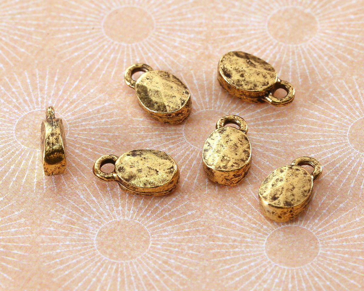 Nunn Design Antique Gold (plated) Faceted Oval Charm 10.6x6mm