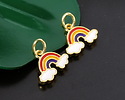 18k Gold (plated) Enamel Rainbow w/ Clouds Focal 12x10mm