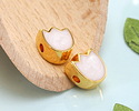 24K Gold (plated) White Pearl Enamel Tulip Bead 7.5x9mm
