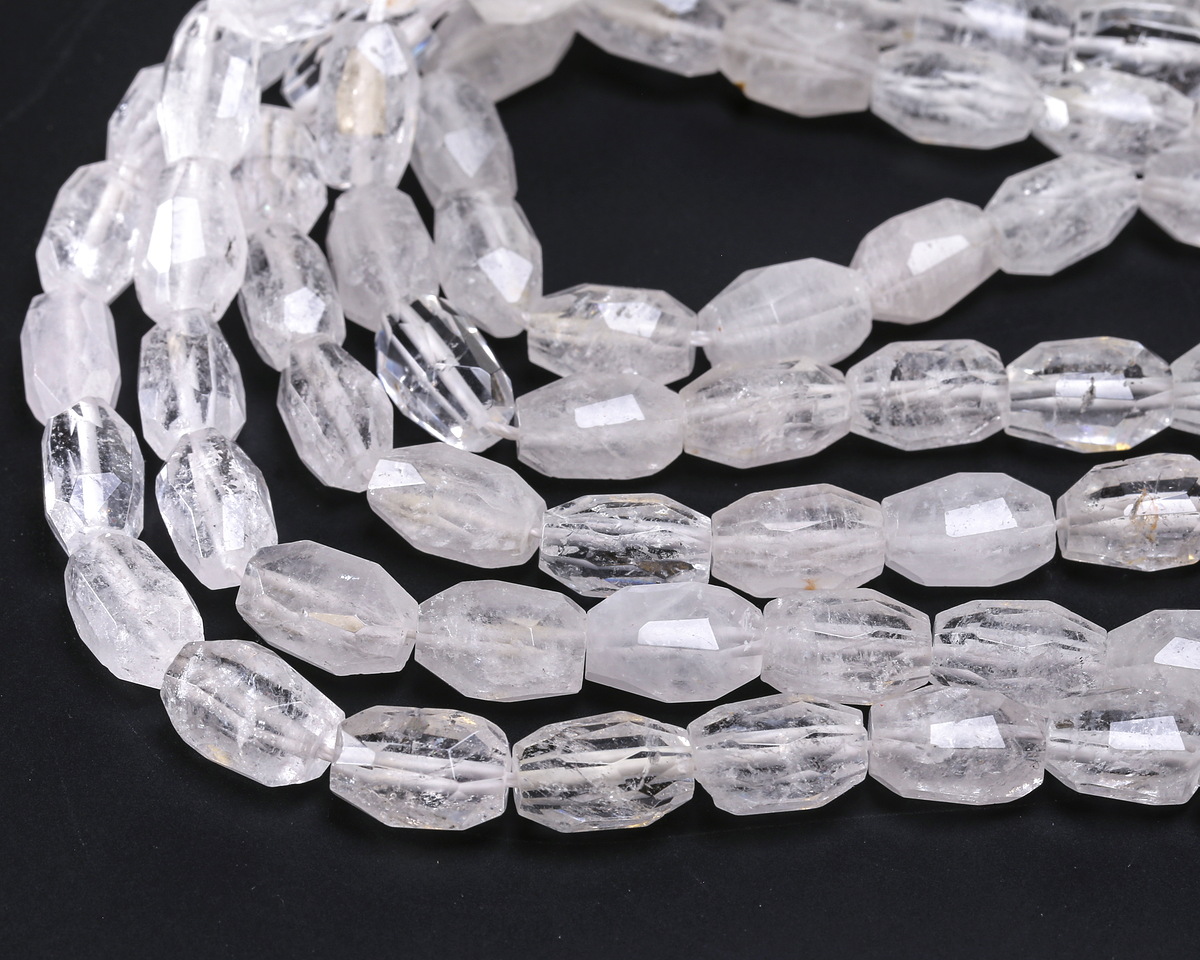 Rock Crystal Quartz Microfaceted Long Nugget 9x14mm