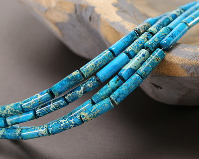 Teal Impression Jasper Tube 14x4mm