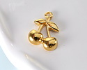 24K Gold (Plated) Enameled Cherry Focal 14x20mm