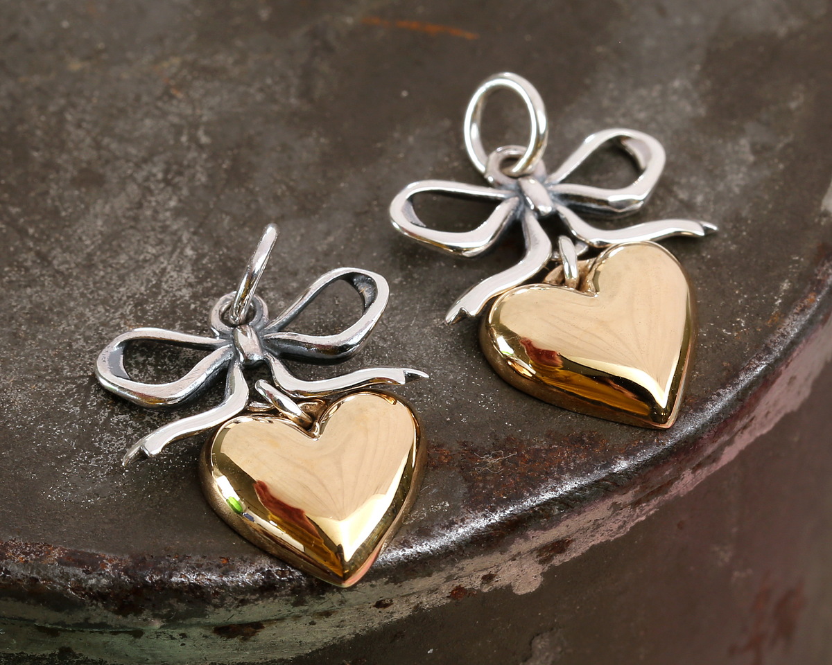Nina Designs Sterling Silver Bow w/ Bronze Heart Focal 15x22mm