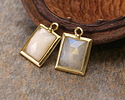 Sunset Blue Moonstone w/ Gold Finish Faceted Rectangle Focal 10x15mm