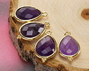 Amethyst w/ Gold Finish Faceted Teardrop Focal 12x21mm