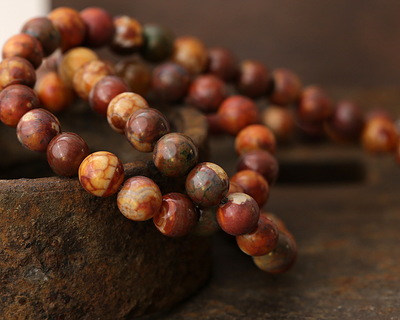 Tibetan (Dzi) Agate Molten Pattern Round 8mm