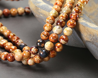 Tibetan (Dzi) Agate Molten Pattern Round 8mm