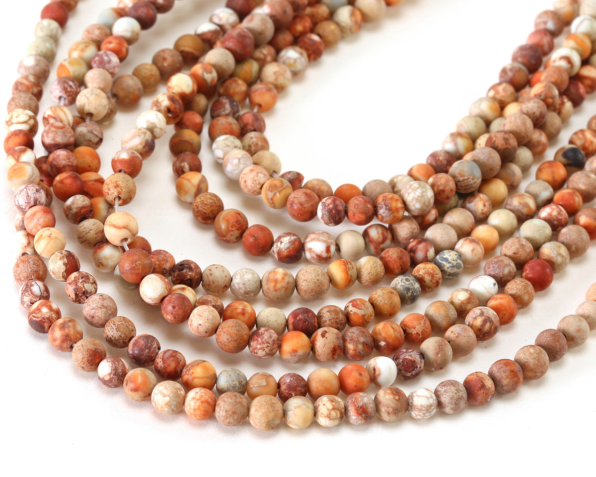 White Impression Jasper (matte) Round 4mm