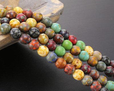 Czech Glass Matte Multi Color Picasso Druk Mix 8mm
