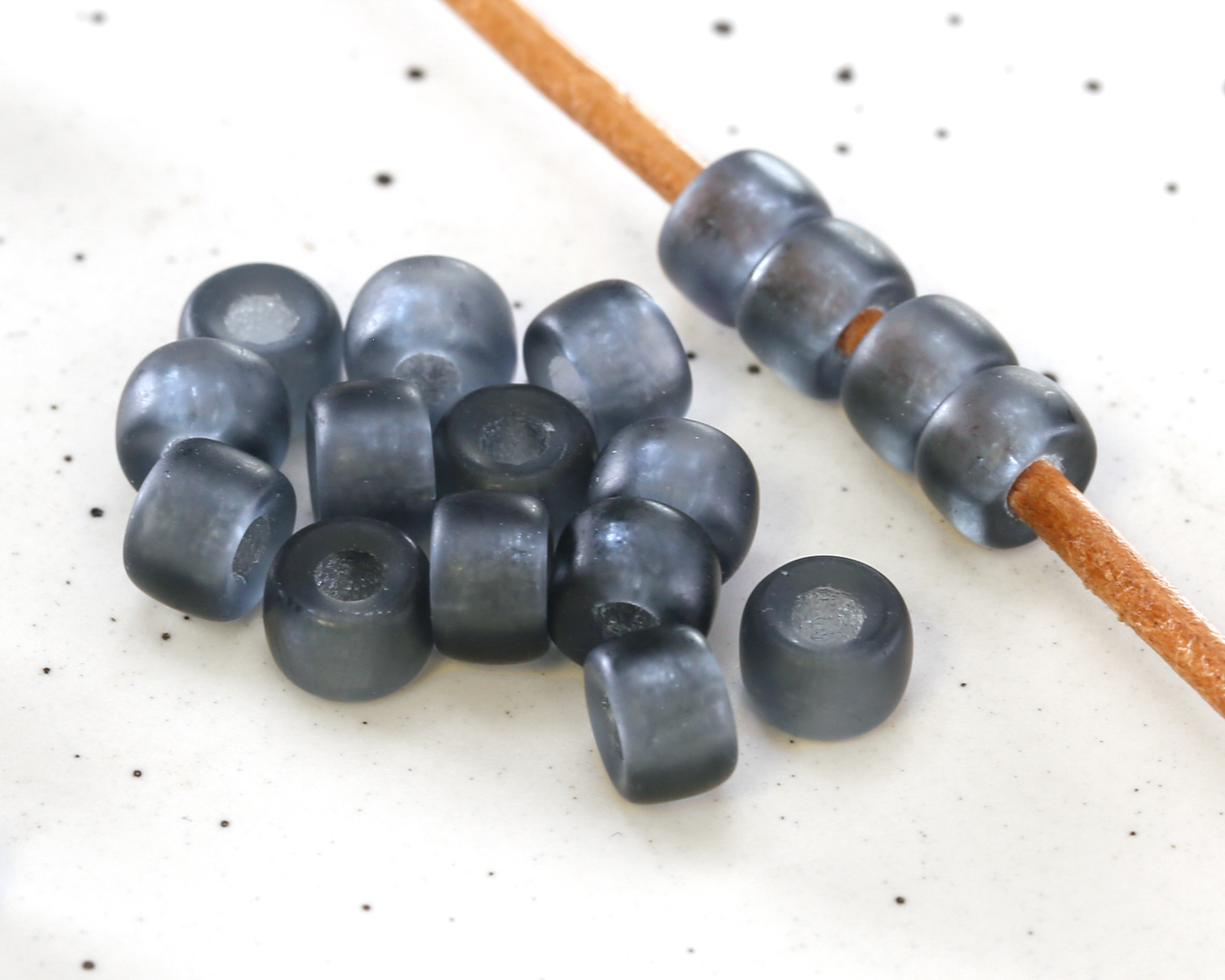 Czech Glass Matte Black Diamond Roller 6mm