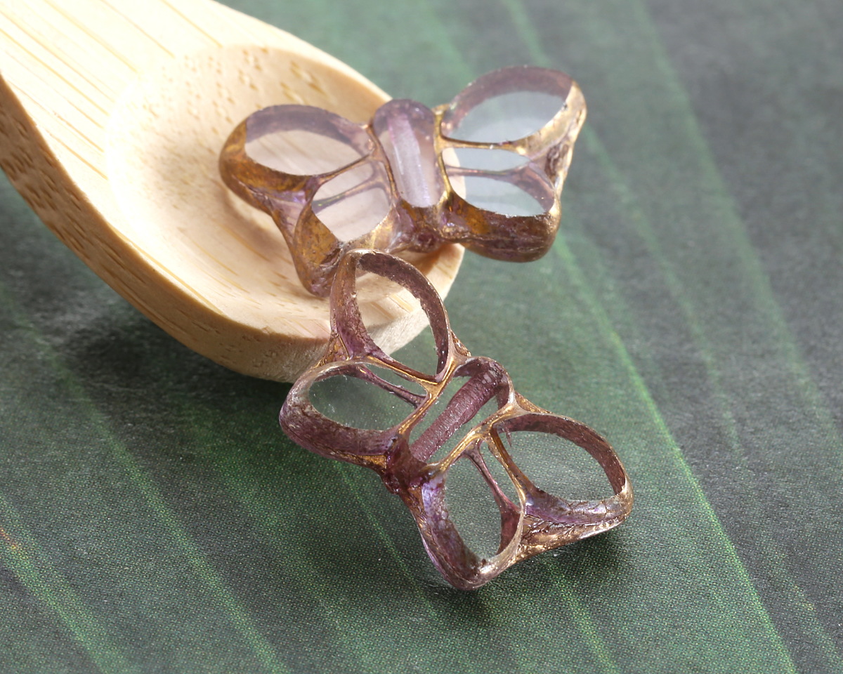 Czech Glass Bronzed Crystal Butterfly 20x11mm