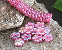 Czech Glass Pink Lustered Crystal AB Flower 14mm