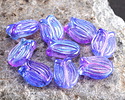 Czech Glass Dual Coated Purple & Blue AB Tulip 16x12mm