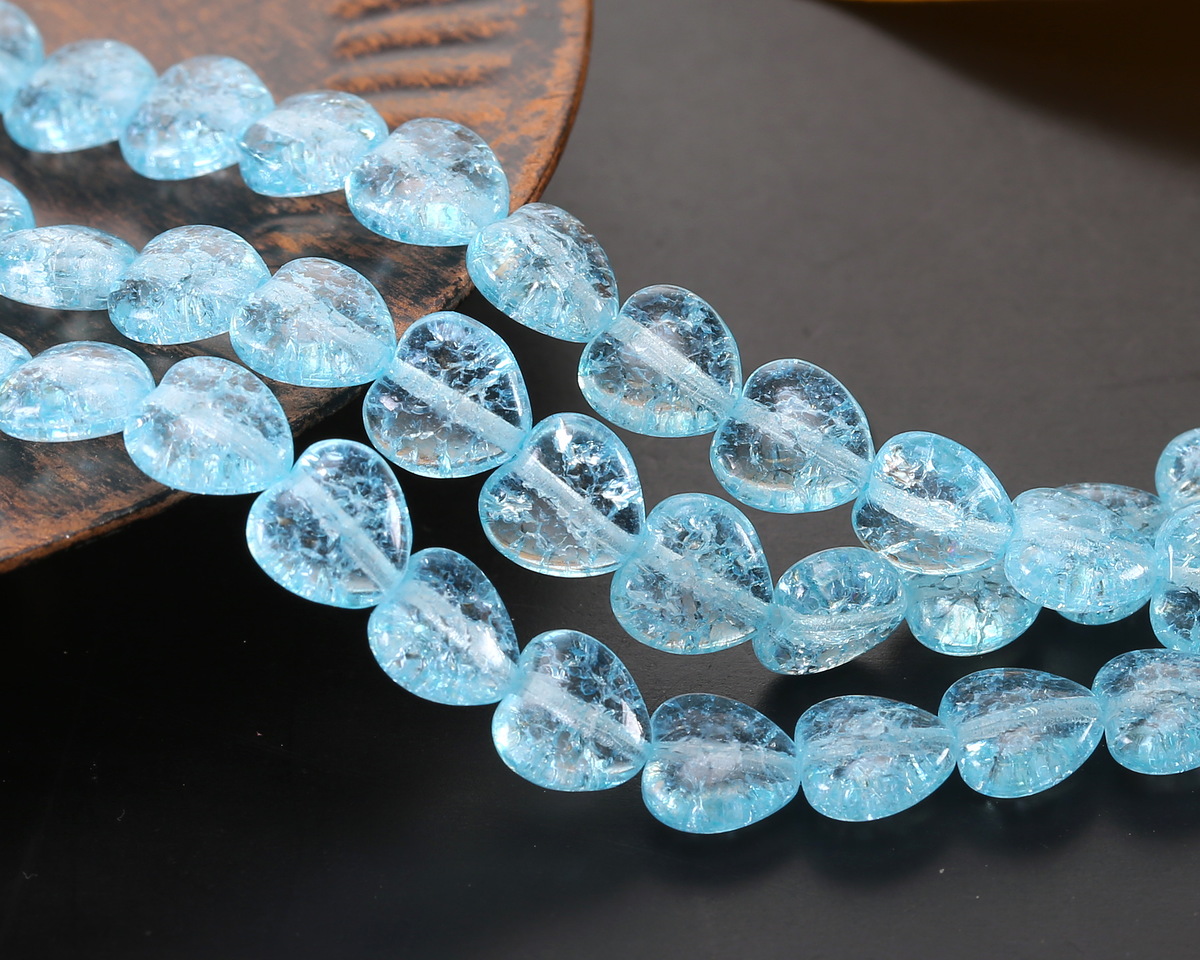 Czech Glass Crackled Blue Skies Heart 8mm