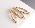 Clear Crystal Elongated Oval Link in Gold Finish Bezel 22x6mm