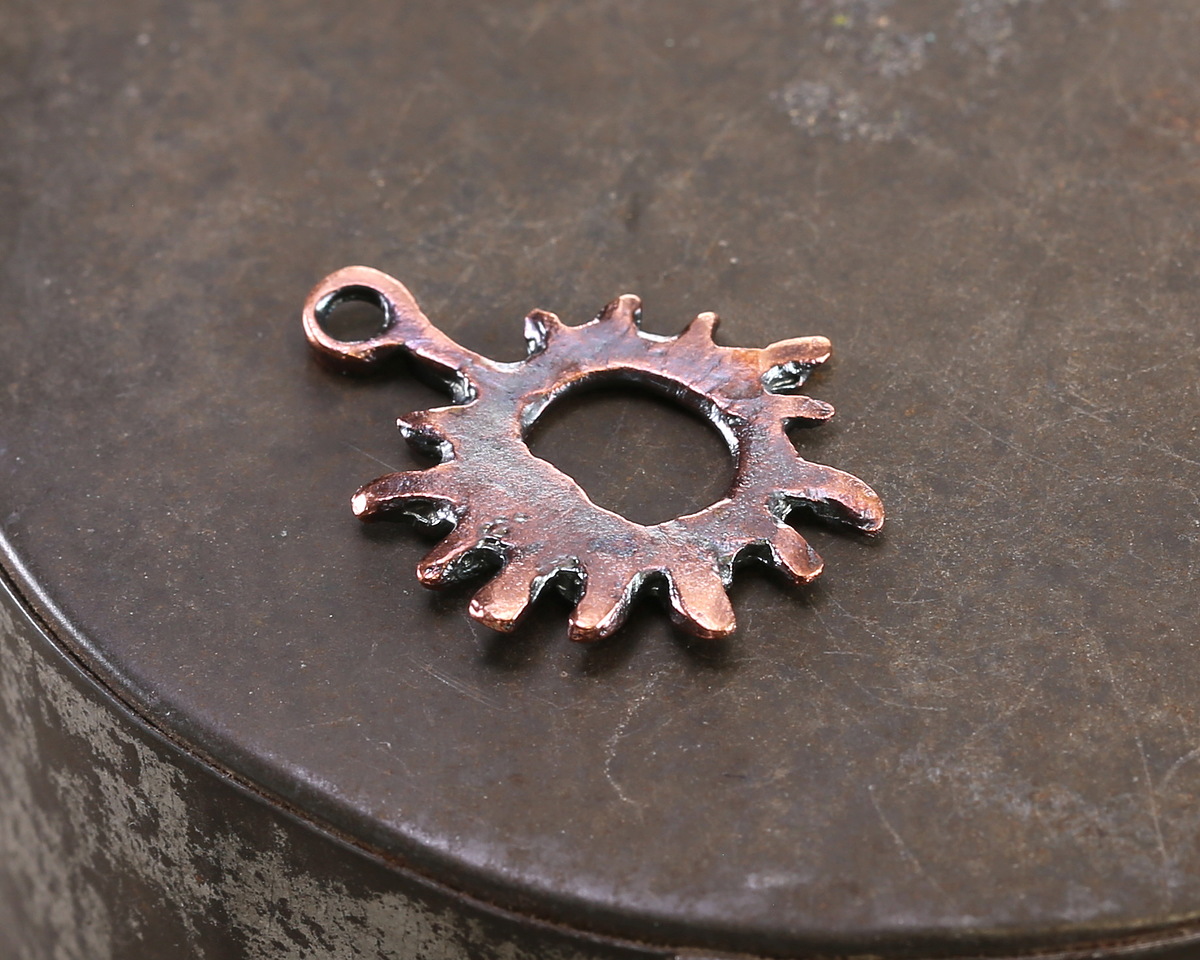 Mykonos Antique Copper (plated) Openwork Sun & Crescent Moon Focal 20x25mm