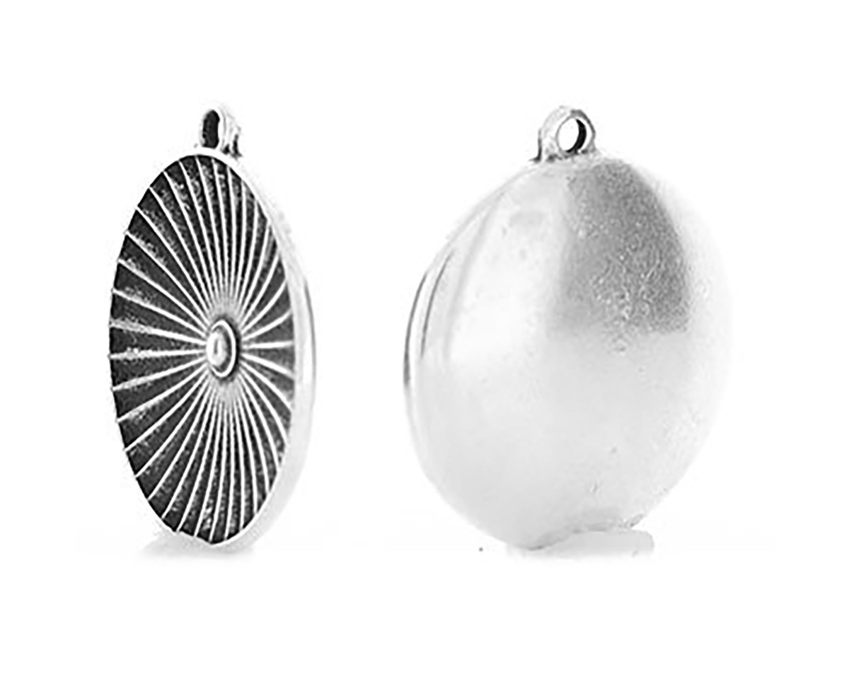 Antique Silver (plated) Round Radiant Focal 20x23mm