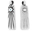 Antique Silver (plated) Radiant Enamel Evil Eye Rectangular Focal 11x31mm
