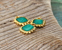 24K Gold (plated) Emerald Pearl Enamel Square Sun Focal 10.5x12.5mm