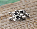 Antique Silver (plated) Jet Enamel Ornate Organic Oval Focal Link 15x7mm