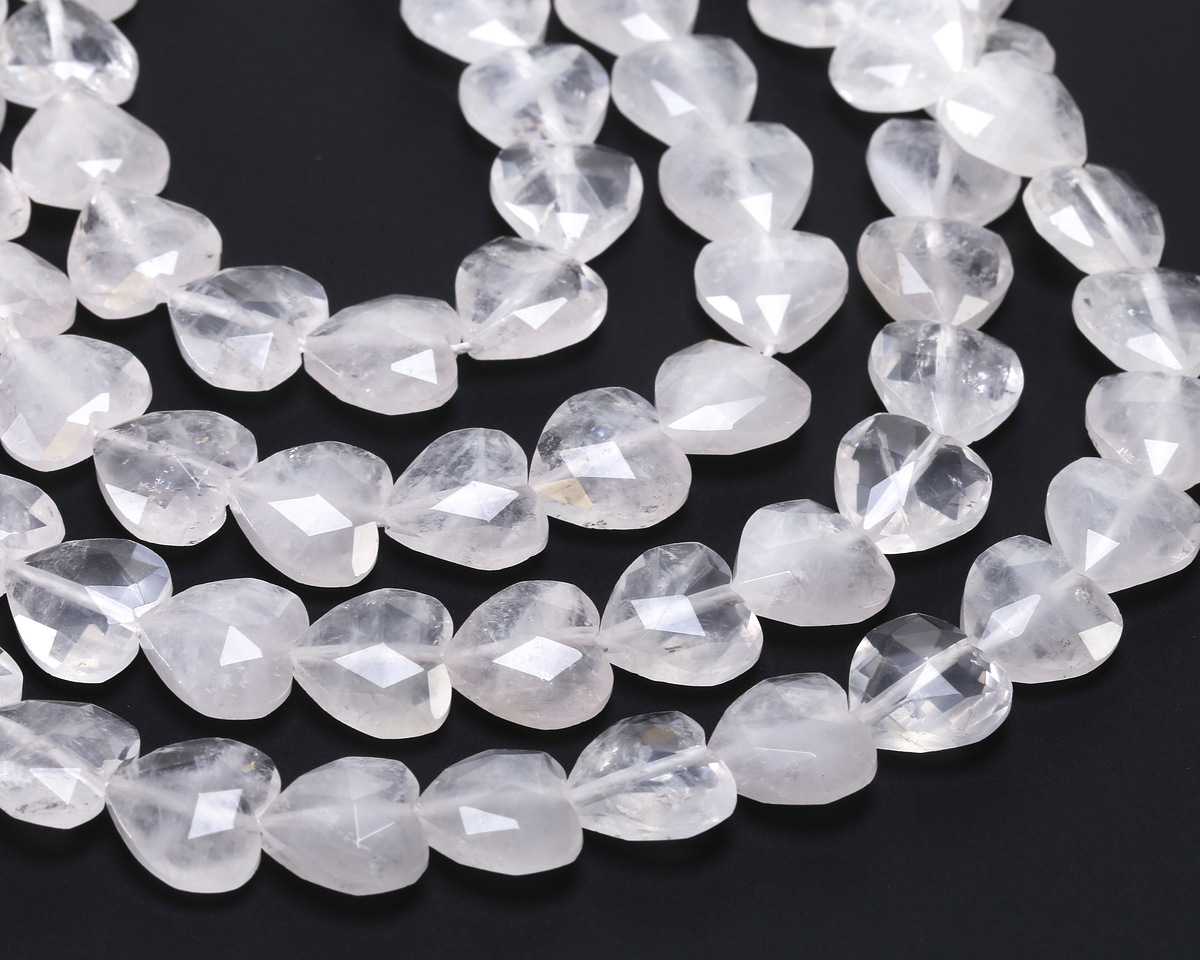 Rock Crystal Quartz Microfaceted Heart 13-14mm