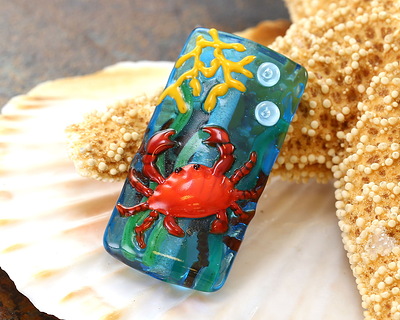 Grace Lampwork Red Crab Kalera 26-27x38-39mm
