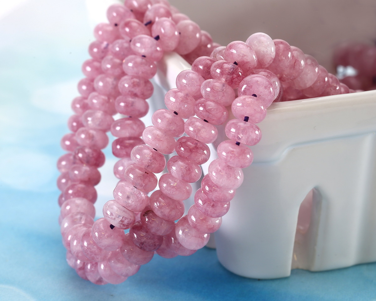 Rose Pink Agate Rondelle 5x8mm