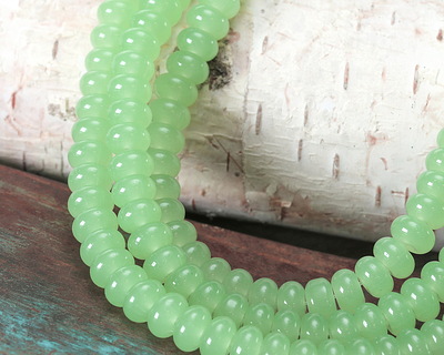 Peridot Opal Glass Rondelle 5x8mm