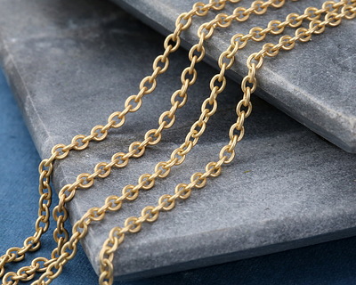 Satin Hamilton Gold (plated) Round Wire Cable Chain 25' spool