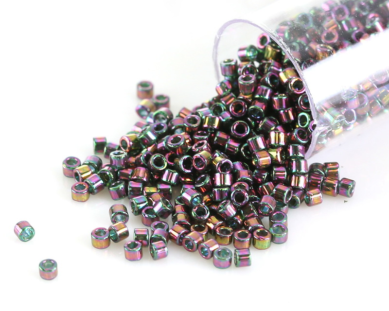 Miyuki Delica Forest Green Rainbow Gold Luster (DB0127) 11/0 Seed Bead