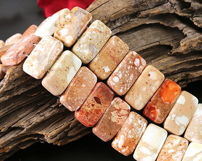 Pistachio Impression Jasper 2-Hole Rectangle 10x20mm