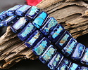 Cobalt & Ocean Blue Impression Jasper 2-Hole Rectangle 10x20mm