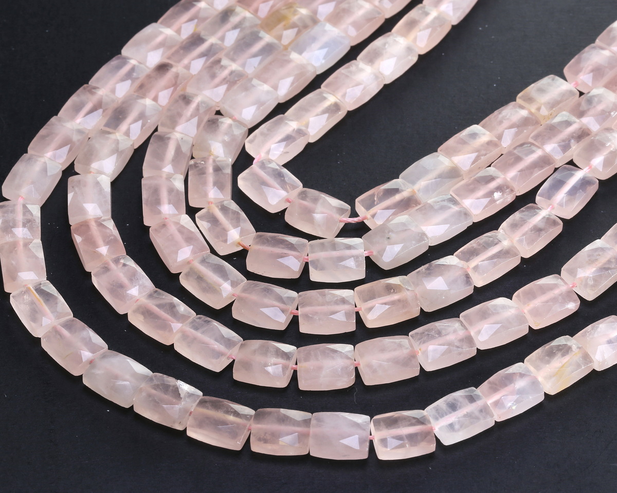 Madagascar Rose Quartz (A) Microfaceted Rectangle 10x8mm