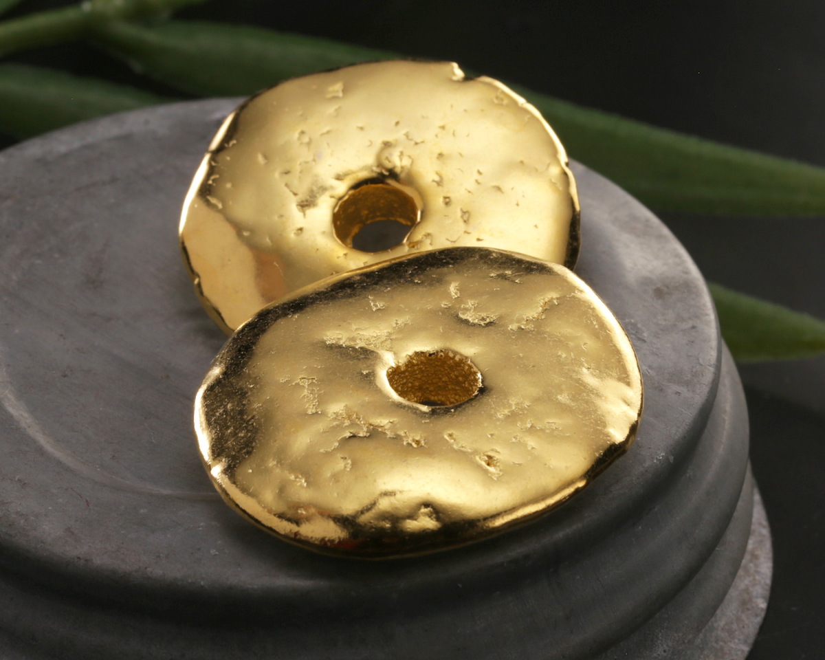 Mykonos Metalized Ceramic Gold Spacer Disc 30mm