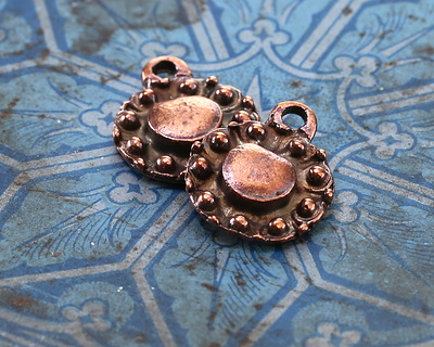 Mykonos Antique Copper (plated) Beaded Coin Focal 13.5x16mm