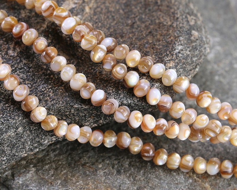Seashell Rondells Natural Mussel Shell Mother of Pearl Rondelle 3x4mm