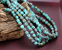 Czech Glass Textured Blue Turquoise w/ Vitrail Fire Polished Round 4mm
