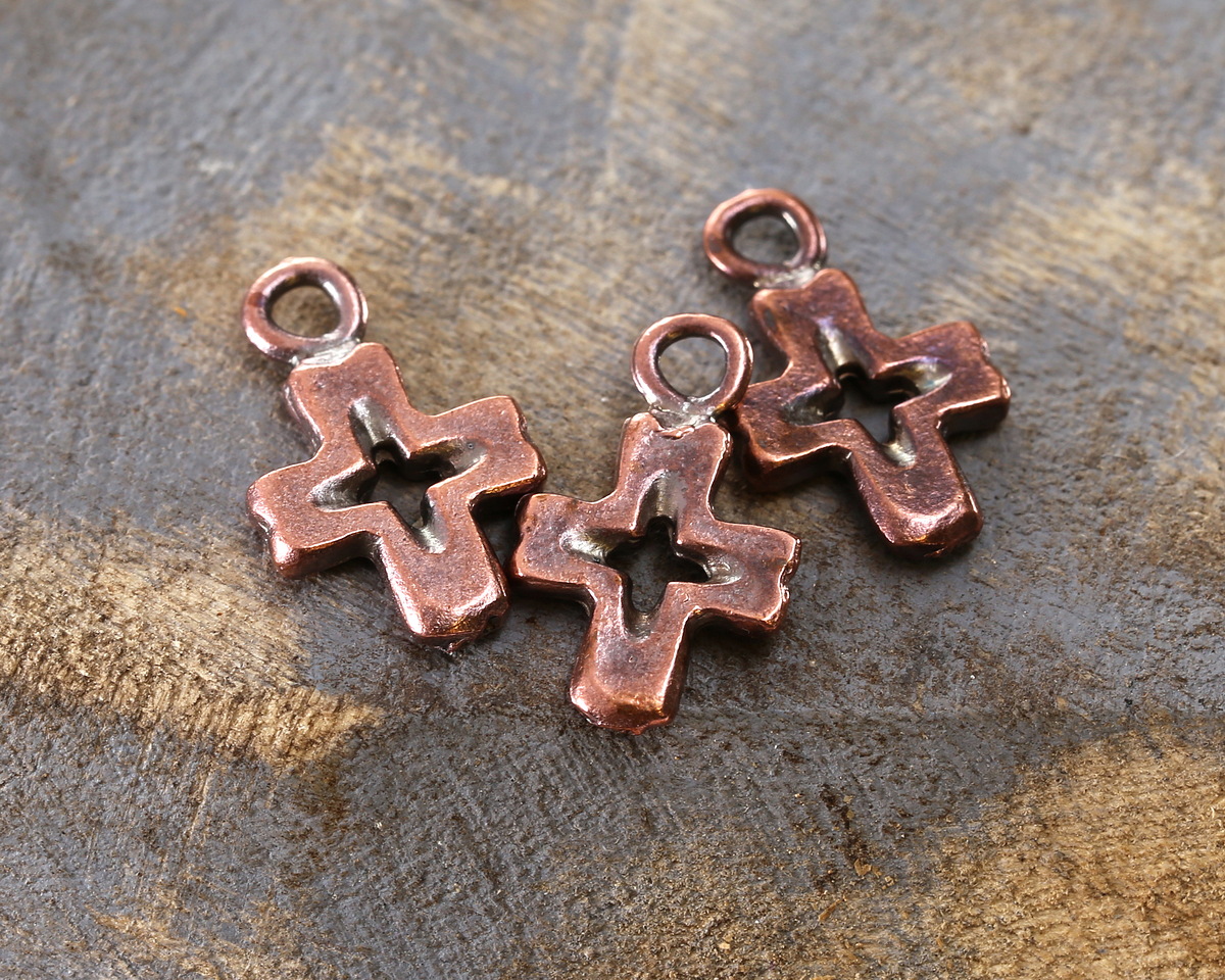 Mykonos Antique Copper (plated) Openwork Cross Focal 11x18mm