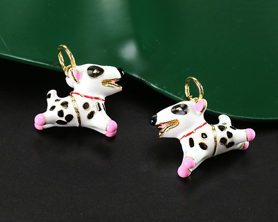18k Gold (plated) Enamel Playful Puppy Focal 15.5x12mm