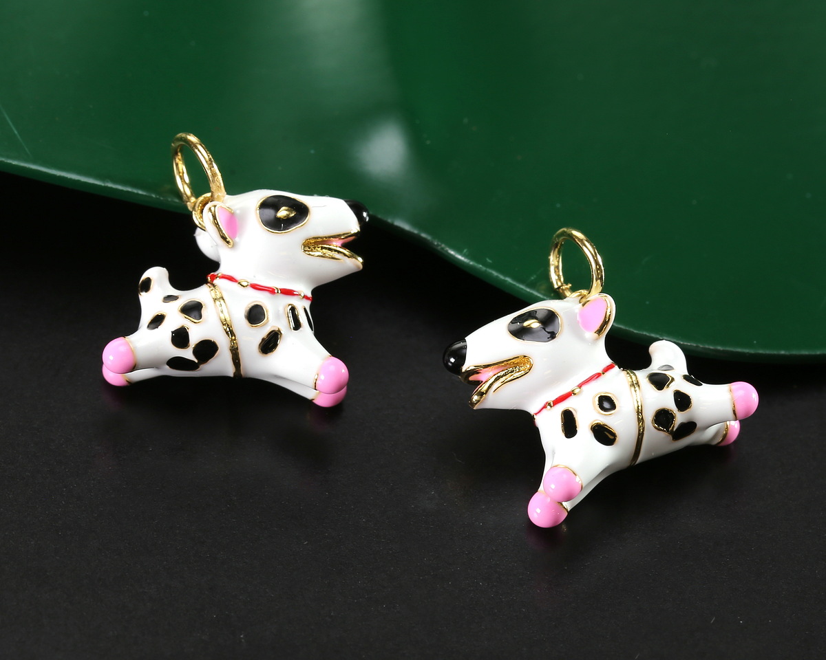 18k Gold (plated) Enamel Playful Puppy Focal 15.5x12mm