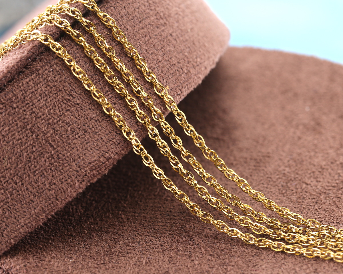 Waterproof 18K Gold PVD Plated Stainless Steel Figaro Chain, 1.25x1.64mm links, 25ft Spool