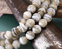 Silver & White Swirl Lampwork Glass Round 10mm