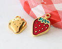 24K Gold (Plated) Enameled Strawberry Focal 13x18mm