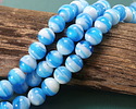Aqua & White Swirl Lampwork Glass Round 10mm