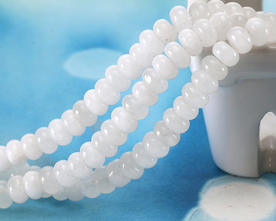 White Agate Rondelle 5x8mm