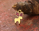 24K Gold (plated) Cherry Red Enamel w/ Glitter Reindeer Pendant 10x16mm