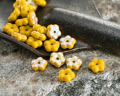 Czech Glass Mustard Seed AB Daisy Spacer 2x5mm