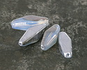 Czech Glass White Opal w/ Silver Rhombus 20x8mm