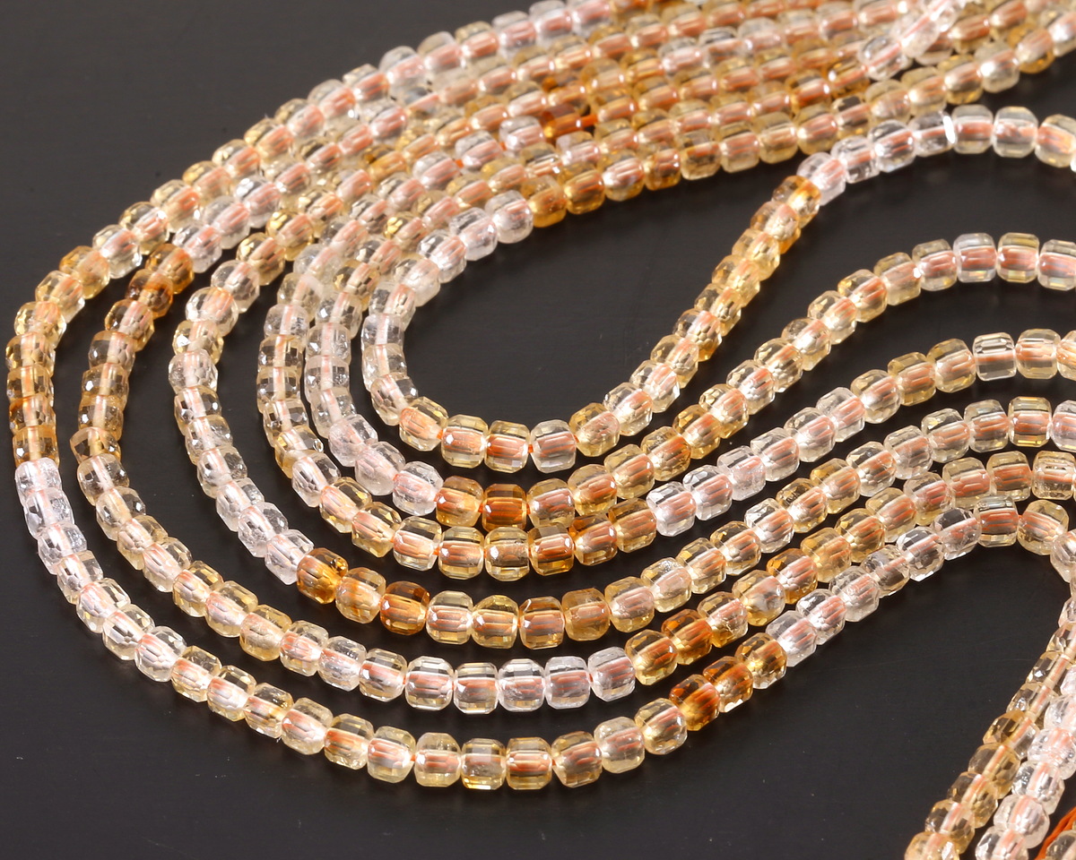 Citrine (AA) Ombré Microfaceted Miracle Cube 3mm