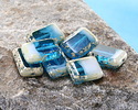 Czech Glass Coastal Waters Rectangle 12x8mm